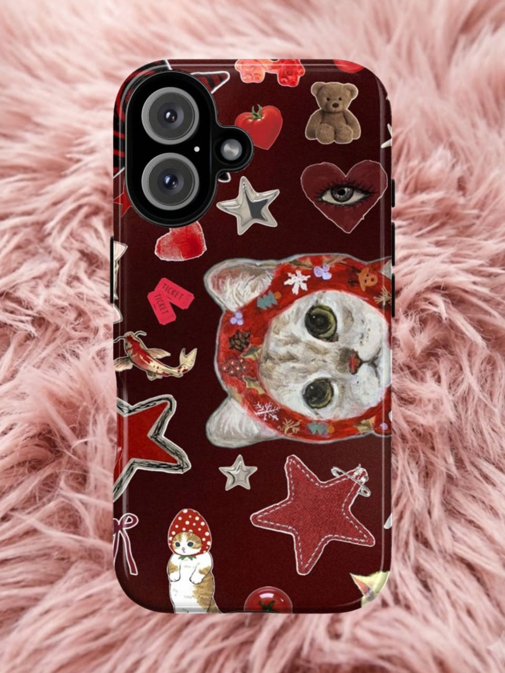 Decorative Red Cat Pattern Dog Phone Case
